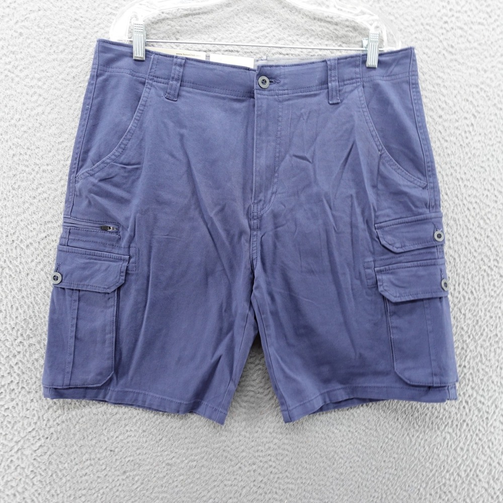 Iron Co Mens Stretch Cargo Shorts Lake Blue Size 36 9" Inseam NEW